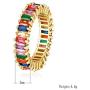 Rainbow Square Baguette Zircon Engagement Ring Colorful Cubic Zirconia Stackable Eternity Band Ring Gold Filled Copper Geometric Thin Line Multicolor Pava CZ Finger Ring for Women Girl Party Jewelry