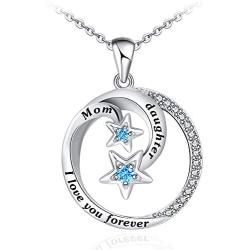 C&U 925 Sterling Silver for Mom Necklace Star Necklace I Love You Forever Pendant Necklace Jewelry Gifts for Women Mom Daughter Wife Girls