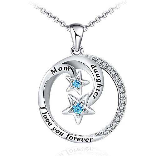 C&U 925 Sterling Silver for Mom Necklace Star Necklace I Love You Forever Pendant Necklace Jewelry Gifts for Women Mom Daughter Wife Girls