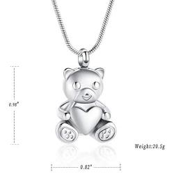 mingkejw Urn Necklaces for Ashes Teddy Bear Cremation Jewelry for Women Gilrs Keepsake Memorial Necklace for Human Pet Ashes Pendant