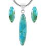 925 Sterling Silver Matching Pendant & Earrings Set Genuine Gemstones 20'' Necklace