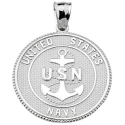 US Navy Sterling Silver with Prayer Blessing Pendant Necklace