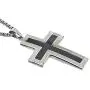 Mens Carbon Fiber Cross Pendant in Stainless Steel Mens Carbon Fiber Cross Pendant in Stainless Steel