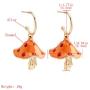 Cute Colorful Fresh Simulation Mushroom Dangling Earrings Necklace Set Handmade Gummy Mushroom Shape Pendant Chain Beaded Necklace Rainbow Colored 3D Food Vegetables Jewelry for Women Girls