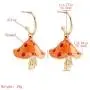 Cute Colorful Fresh Simulation Mushroom Dangling Earrings Necklace Set Handmade Gummy Mushroom Shape Pendant Chain Beaded Necklace Rainbow Colored 3D Food Vegetables Jewelry for Women Girls
