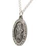 All Patron Saints Antiqued St Christopher Medal Necklace – Solid Sterling Silver Oval Medallion and Chain – Personalized Engraving – Gift Box