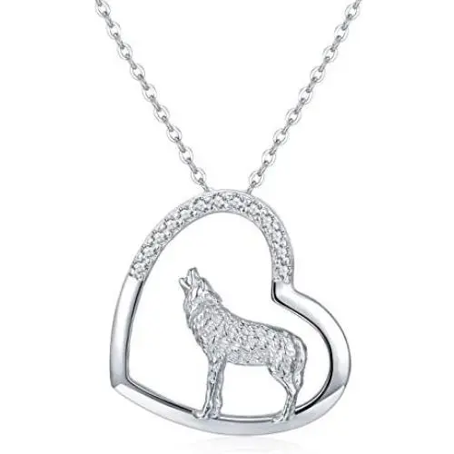 TRISHULA Wolf/Cat/Flamingo/Turtle/Dog/Unicorn/Heart Pendant Necklace for Women Girls, Sterling Silver Animals Necklace, l Love You Forever Opal Necklace Jewelry Gift 18''+2'' (Gift Box Included)