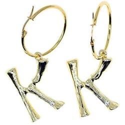HSQYJ Fashion DIY Big 26 Crystal Letter Charm Bamboo Initial Pendant Necklace Pearl Brooch Pin Hoop Earrings Gold-Plated 20 Inch Chain Letter A-Z Best for Women Girl Jewelry Gift