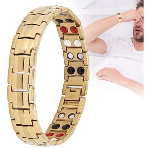 Magnetic Bracelet,Men Fashion Healthy Magnetic Therapy Bracelet,for Pain Relief,Arthritis and Carpal Tunnel Relief(Gold)