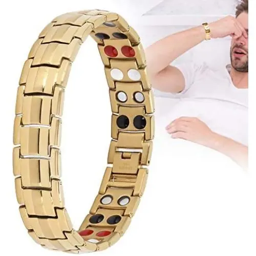 Magnetic Bracelet,Men Fashion Healthy Magnetic Therapy Bracelet,for Pain Relief,Arthritis and Carpal Tunnel Relief(Gold)
