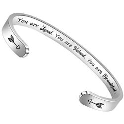 BTYSUN Bracelets for Women Inspirational Gifts for Women Girls Motivational Birthday Cuff Bangle Friendship Personalized Mantra Jewelry Come Gift Box