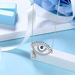 Protective Evil Eye Jewelry Gift 925 Sterling Silver Blule Evil Eye Ring/Earrings/Bracelet/Necklace/Magen David with Evil Eye Necklace New Year Valentine Gift for Women Girls