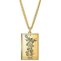 VASSAGO The Major Arcana Tarot Cards Vintage Amulet Stainless Steel Pendant Necklaces Jewelry
