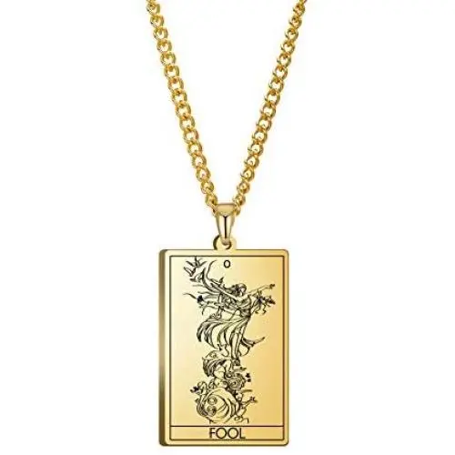 VASSAGO The Major Arcana Tarot Cards Vintage Amulet Stainless Steel Pendant Necklaces Jewelry