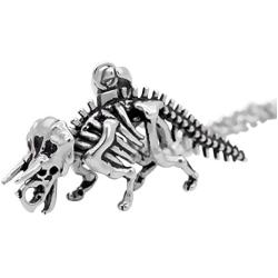 Controse Dinosaur Necklace Triceratops Skeleton Pendant - 316L Stainless Steel