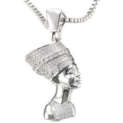 VANAXIN Nefertiti Egyptian Queen Pendant Necklaces for Women Men Punk Jewelry Women Men Gold Necklaces 24 inch Chain