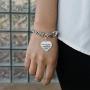 Inspired Silver - Silver Open Heart Charm Bracelet with Cubic Zirconia Jewelry