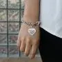 Inspired Silver - Silver Open Heart Charm Bracelet with Cubic Zirconia Jewelry Inspired Silver - Silver Open Heart Charm Bracelet with Cubic Zirconia Jewelry