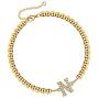 Hidepoo Initial Beaded Bracelets for Women, 14K Gold Plated Dainty Cubic Zirconia Bead Initial Bracelets Personalized Letter Beaded Initial Bracelets for Women Girls Jewelry Gifts