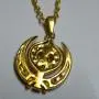 SwaraEcom 14K Yellow Gold Plated Round CZ Sikh Khanda Symbol Religious Pendant India Fashion Jewelry