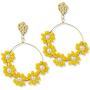 DAMLENG Handmade Multicolor Beaded Dangle Drop Earrings Long Hollow Boho Beaded Flower Hoop Earrings for Women Girls Charm Unique Nation Jewelry