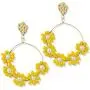 DAMLENG Handmade Multicolor Beaded Dangle Drop Earrings Long Hollow Boho Beaded Flower Hoop Earrings for Women Girls Charm Unique Nation Jewelry