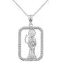Sterling Silver Santa Muerte (Grim Reaper) Rope-Style Rectangular Frame Necklace