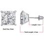 TIONEER 14K Solid Gold or Sterling Silver Stud Earrings for Women and Men Cubic Zirconia Round Cut & Princess Cut (3mm - 9mm)