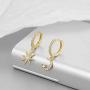 Moon And Star Charms Dangle Hoop Earrings for Women, Dangle Hoops for Teen Girls And Women, S925 14K Gold Plated with Cubic Zirconia Earrings