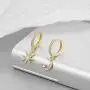 Moon And Star Charms Dangle Hoop Earrings for Women, Dangle Hoops for Teen Girls And Women, S925 14K Gold Plated with Cubic Zirconia Earrings