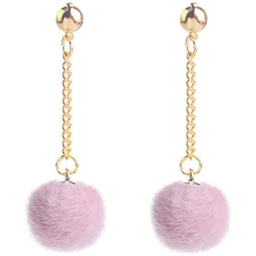 Flairs New York Faux Fur Pom Pom Tassel Drop Dangle Earrings Set