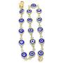 GM Jewelry 18K Womens Gold Plated Blue Evil Eye Bracelet Clasp 10 Inch