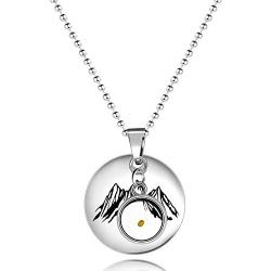 Uloveido Simple Mountain Necklace Mustard Seed Pendant, Stainless Steel Mountain Range Necklace Jewelry, Nature Necklace Y634