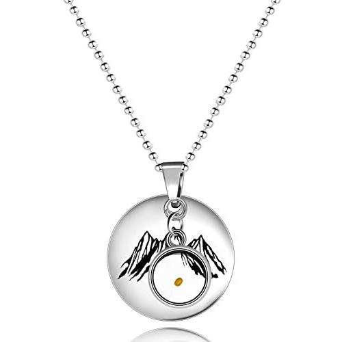 Uloveido Simple Mountain Necklace Mustard Seed Pendant, Stainless Steel Mountain Range Necklace Jewelry, Nature Necklace Y634