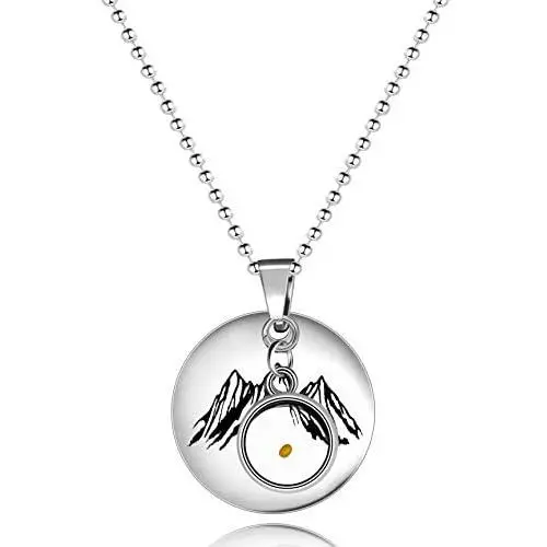 Uloveido Simple Mountain Necklace Mustard Seed Pendant, Stainless Steel Mountain Range Necklace Jewelry, Nature Necklace Y634