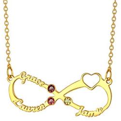 U7 Name Necklace Personalized Eternal Love Jewelry Custom Choker 925 Sterling Silver Infinity Necklace with 1-4 Names Birthstones of Family Friend