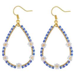 PLTGOOD Daisy Drop Dangle Earrings for Women Girls - Handmade Bohemian Miyuki Delica Beads Tear Statement Earrings Vintage Fashion Jewelry