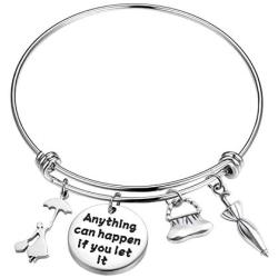 AKTAP Mary Poppins Bracelet Anything Can Happen If You Let It Inspired Jewelry Expandable Bangle Gifts Disney Charm Bracelet for Her