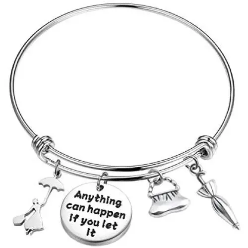 AKTAP Mary Poppins Bracelet Anything Can Happen If You Let It Inspired Jewelry Expandable Bangle Gifts Disney Charm Bracelet for Her AKTAP Mary Poppins Bracelet Anything Can Happen If You Let It Inspired Jewelry Expandable Bangle Gifts Disney Charm Bracelet for Her