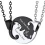 Couple Heart/Cat Necklaces, 2pcs Necklaces/Set, Black/18K Real Gold Plated 316L Stainless Steel, Mens Womens Jewelry (with Gift Box)