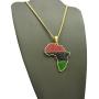 Fashion 21 Pan African Colored Africa Map Pendant 24'' Various Chain Necklace in Gold, Silver Tone