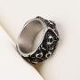 HZMAN Gothic Meteorite Surface Retro Personality Men Women Stainless Steel Ring Size 7-12