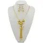 Bocar Long 2 Layer Chain Unique Flower Pendant Tassels Necklace Earrings Women Jewelry Set Bocar Long 2 Layer Chain Unique Flower Pendant Tassels Necklace Earrings Women Jewelry Set