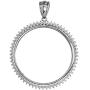 Sterling Silver Cubic Zirconia Silver Dollar Bezel CZ Halo 38 mm Mexican Olympic Coins Prong Back Coin NOT Included