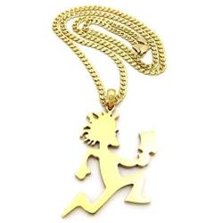Shiny Jewelers USA Mens Hatchet Man Hip HOP Pendant Necklace Gold Silver Black Large w/ 5mm Cuban Chain