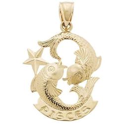 US Jewels 14k Yellow Gold Zodiac Pisces Pendant