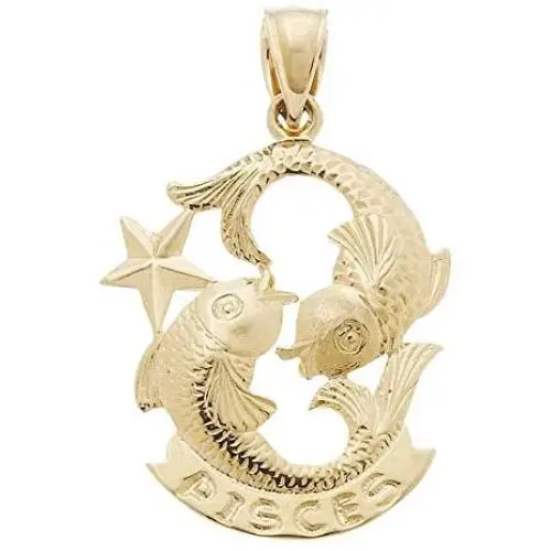 US Jewels 14k Yellow Gold Zodiac Pisces Pendant