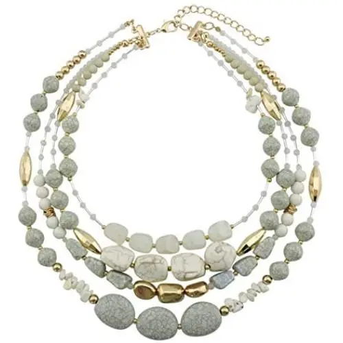 Bocar Multi Layer 4 Strand Statement 17'' Collar Beaded Necklace for Women Gift Bocar Multi Layer 4 Strand Statement 17'' Collar Beaded Necklace for Women Gift