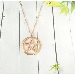 MANZHEN Gold Silver Supernatural Star Pentagram Pentacle Pendant Necklace Wicca Pagan Jewelry