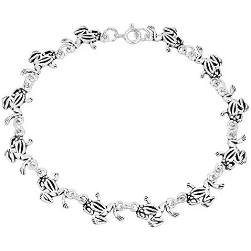 AeraVida Whimsical Frog Link .925 Sterling Silver Bracelet AeraVida Whimsical Frog Link .925 Sterling Silver Bracelet